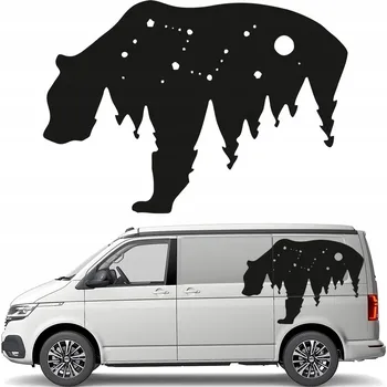 Samolepicí dekorace na vozidlo SAMOLEPKA na auto, obytný vůz - MEDVĚD BEAR LAS 45x64 cm