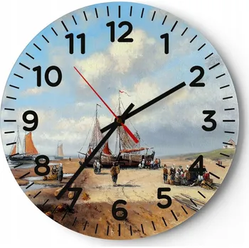 Hodiny Kuchyňské nástěnné hodiny 30x30 Krajina Moderní Skleněné hodiny do obýváku Tiché