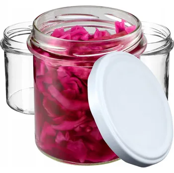 Sklenice 10x ZAVAŘOVACÍ SKLENICE 350 ml NA DŽEM, MED, MASO + ŠROUBOVACÍ VÍČKA FI82