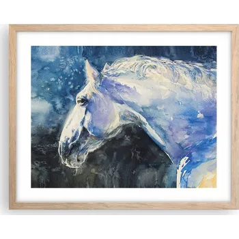 Obraz Obraz plakát na zeď v rámu světlý dub 50x40 kůň foto plakáty do obýváku