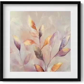 Obraz Nástěnný dekorativní obraz v rámu s grafikou Malované boho listy 50x50 cm