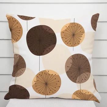 Povlak na dekorativní polštářek Bavlněný povlak na polštář Sandra SA-488 Hnědo-béžové designové pampelišky 50 x 60 cm