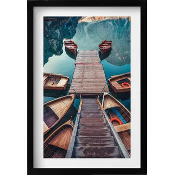 Obraz Nástěnný obraz dekorace interiéru Most a jezero Pragser Wildsee 40x60 cm