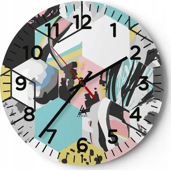 Hodiny Kuchyňské nástěnné hodiny 30x30 Abstrakce Moderní skleněné hodiny Tiché