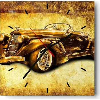 Hodiny Velké nástěnné hodiny na zeď 40x40 Motorismus Skleněné hodiny Tiché