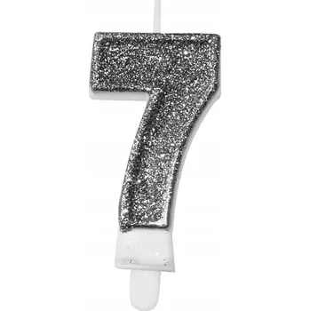 Svíčka Svíčka číslice premium č. 7 stříbrná 7.3cm