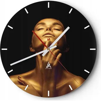 Hodiny Velké nástěnné hodiny na zeď 40x40 Žena Skleněné hodiny Kulatý Tiché