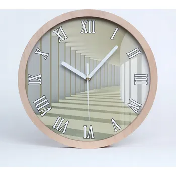 Hodiny Dřevěné nástěnné hodiny kulatý do chodby průměr 30 cm