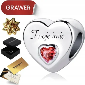 Přívěsek STŘÍBRNÝ CHARMS S GRAVÍROVÁNÍM PŘÍVĚSEK SRDCE KORÁLEK 925 BEADS NÁRAMEK