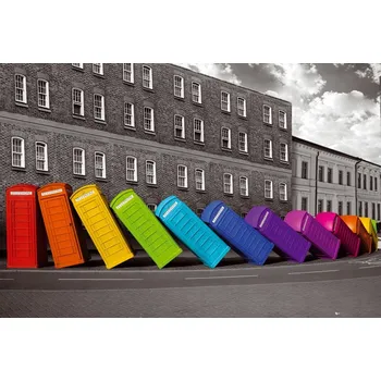 Obraz Plakát Londýn Telefonní Budky Domino bez rámu 91,5 x 61 cm