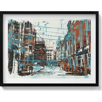 Obraz Nástěnný dekorativní obraz v černém rámu s grafikou Street Art 80x60 cm