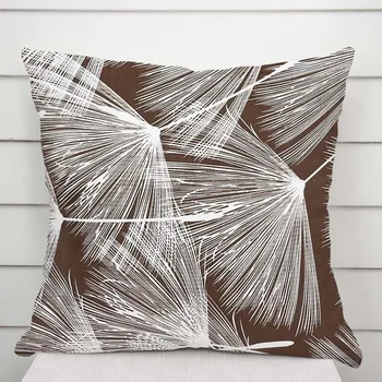 Povlak na polštářek Bavlněný povlak na polštář Sandra SA-499 Bílé abstraktní chmýří na hnědém 40 x 60 cm