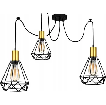 Závěsné svítidlo pavouk lustr 3 stínidla loft ZLATÁ