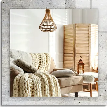 Zrcadlo Závěsné zrcadlo s grafikou na skle - Vzor prasklé betonové zdi, 60x60 cm