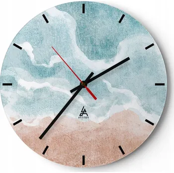 Hodiny Velké nástěnné hodiny 40x40 Pláž Skleněné hodiny Kulatý Tiché