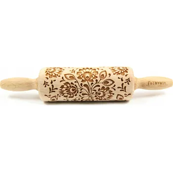 Váleček na těsto Váleček s gravírováním na těsto, vzor FOLK FLORAL (Lidové Květiny)