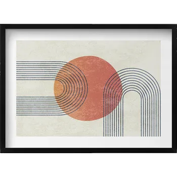 Obraz Závěsný obraz rámeček černé barvy Moderní umění linie a kruh 70x50 cm