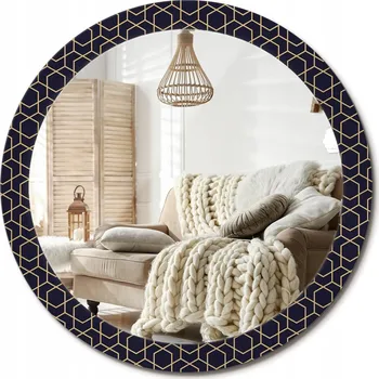 Zrcadlo Zrcadlo nástěnné s ozdobným rámem Velké fi 90 cm Abstraktní geometrické