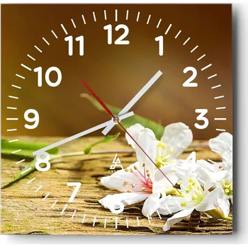 Hodiny Nástěnné hodiny do obýváku 40x40 Květiny Tichý chod Skleněné hodiny