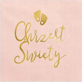 Papírový ubrousek Ubrousky Svatý křest, 33 x 33 cm, světle růžová (1 balení / 12 ks)