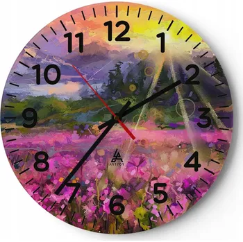 Hodiny Nástěnné hodiny do obýváku 40x40 Abstrakce Kulatý Skleněné hodiny Loft Tiché