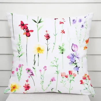 Povlak na polštářek Bavlněný povlak na polštář Sandra SA-492 Květovaná louka na bílém 50 x 60 cm