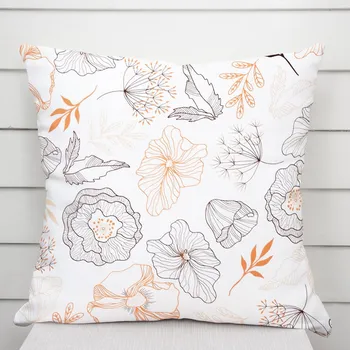 Povlak na polštářek Bavlněný povlak na polštář Sandra SA-526 Hnědé vlčí máky na bílém 40 x 40 cm