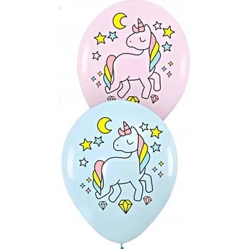 Balónek BALÓNKY PASTELOVÉ S JEDNOROŽCEM UNICORN NAROZENINY OSLAVY DEKORACE 6 KS