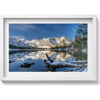 Obraz Nástěnný dekorativní foto obraz v bílém rámu Horská krajina přírody 60x40 cm