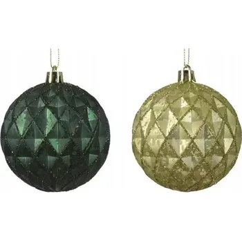 Vánoční dekorace Vánoční Koule na vánoční stromek kulatá zelená se třpytkami 8 cm