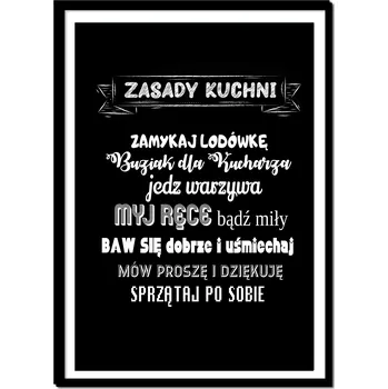 Obraz OBRAZ PLAKÁT V RÁMU do KUCHYNĚ PRAVIDLA jídelny směšný zábavný P2584_33x43