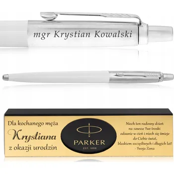 PROPISKA PARKER JOTTER BÍLÁ + ELEGANTNÍ KRABIČKA S VĚNOVÁNÍM + GRAVÍROVÁNÍ