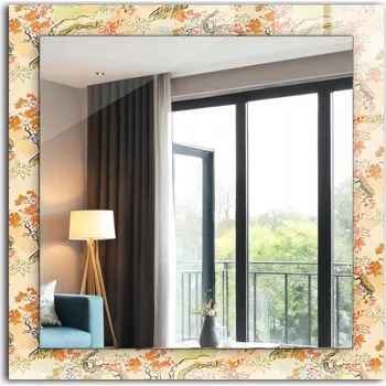 Zrcadlo Zrcadlo do koupelny ložnice obývacího pokoje s potiskem 60 cm x 60 cm Japonská zahrada