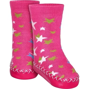 Dívčí bačkory Ponožky s podrážkou Playshoes růžová hvězda