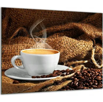 Obraz SKLENĚNÁ OCHRANNÁ DESKA NA SPORÁK 60x52 KÁVA 7v1