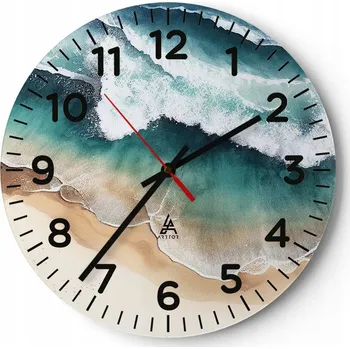 Hodiny Kuchyňské nástěnné hodiny 30x30 Přímořské Moderní skleněné hodiny Tiché