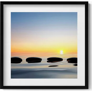 Obraz Závěsný obraz v rámu Kameny na vodě při východu slunce - zen 50x50 cm
