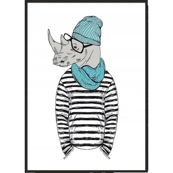 Obraz OBRAZ PLAKÁT V RÁMU 33x43 cm Nosorožec P1541