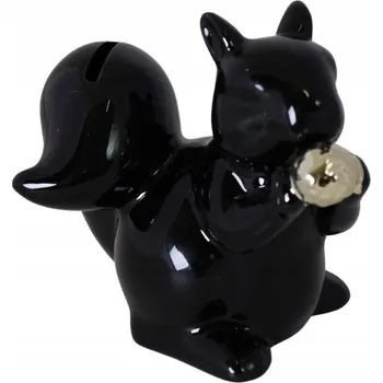 Pokladnička POKLADNIČKA VEVERKA ČERNÁ SE ZLATOU ŠIŠKOU