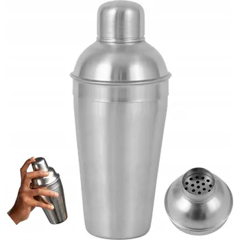 Shaker Barový šejkr na koktejly z nerezové oceli 3-dílný STŘÍBRNÝ 500 ml