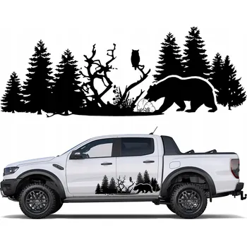 Samolepicí dekorace na vozidlo SAMOLEPKA NA BOK AUTA MEDVĚD LES 57x150cm