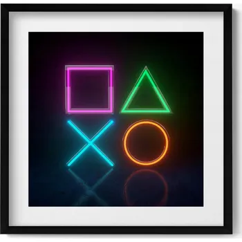 Obraz Nástěnný obraz černý rám Symboly hráče - znaky na ovladači konzole 50x50 cm