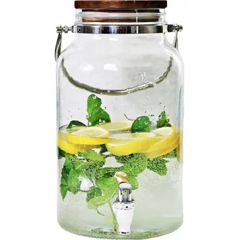 Sklenice SKLENĚNÁ SKLENICE S KOHOUTKEM 6L DŽBÁN NA LIMONÁDU, ŠŤÁVU, KOKTEJLY A KOMPOT, VELKÝ