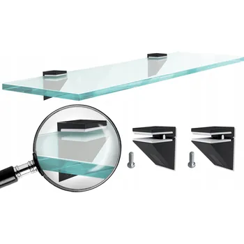 Koupelnový nábytek Skleněná police 80 cm Průhledná kování černé