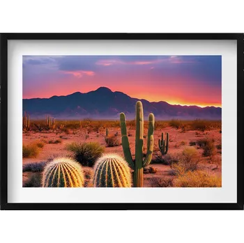 Obraz Obraz v černém rámu nástěnná dekorace Západ slunce na poušti 70x50 cm