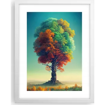 Obraz Obraz plakát v bílém rámu do obýváku 30x40 strom foto plakáty na zeď