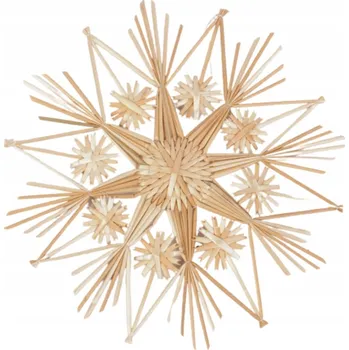 Vánoční ozdoba Slámová hvězda - Střední - Sada 5 ks