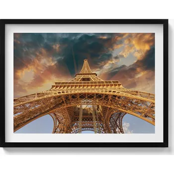 Obraz Dekorativní nástěnný obraz v černém rámu Eiffelova věž v záři slunce 80x60 cm