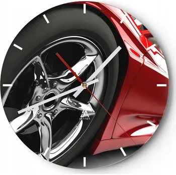 Hodiny Velké nástěnné hodiny na zeď 40x40 Motorismus Skleněné hodiny Kulatý Tiché