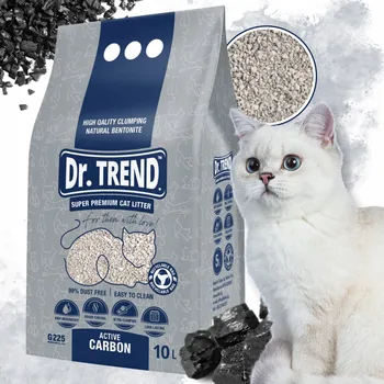 Dr. Trend Premium bentonitové stelivo pro kočky s aktivním uhlím 10 l